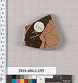 Terracotta fragment of a kylix (drinking cup), Terracotta, Greek, Attic