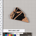 Terracotta fragment of a kylix (drinking cup), Terracotta, Greek, Attic