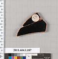 Terracotta fragment of a kylix (drinking cup), Terracotta, Greek, Attic