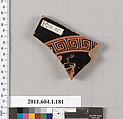 Terracotta fragment of a kylix (drinking cup), Terracotta, Greek, Attic