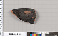 Terracotta rim fragment of a kylix (drinking cup), Terracotta, Greek, Attic
