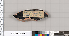 Terracotta fragment of a kylix (drinking cup), Attributed to the Painter of Bologna 417 [DvB], Terracotta, Greek, Attic