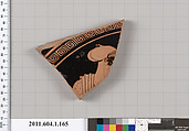 Terracotta fragment of a kylix (drinking cup), Terracotta, Greek, Attic