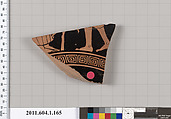 Terracotta fragment of a kylix (drinking cup), Terracotta, Greek, Attic