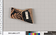 Terracotta fragment of a kylix (drinking cup), Terracotta, Greek, Attic
