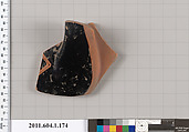 Terracotta fragment of a kylix (drinking cup), Terracotta, Greek, Attic