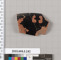 Terracotta rim fragment of a kylix (drinking cup), Terracotta, Greek, Attic