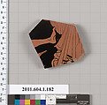 Terracotta fragment of a kylix (drinking cup), Terracotta, Greek, Attic