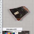 Terracotta fragment of a kylix (drinking cup), Attributed to Curtius Painter [DvB], Terracotta, Greek, Attic