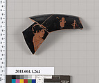 Terracotta fragment of a kylix (drinking cup), Terracotta, Greek, Attic