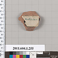 Terracotta fragment of a kylix (drinking cup), Attributed to Penthesilean [DvB], Terracotta, Greek, Attic