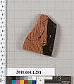 Terracotta fragment of a kylix (drinking cup), Terracotta, Greek, Attic