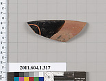 Terracotta rim fragment of a kylix (drinking cup), Terracotta, Greek, Attic
