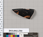 Terracotta rim fragment of a kylix (drinking cup), Terracotta, Greek, Attic