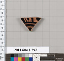 Terracotta fragment of a kylix (drinking cup), Attributed to the Painter Z [DvB], Terracotta, Greek, Attic