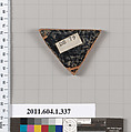 Terracotta fragment of a kylix (drinking cup), Terracotta, Greek, Attic