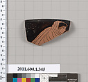 Terracotta rim fragment of a kylix (drinking cup), Terracotta, Greek, Attic
