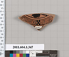 Terracotta fragment of a kylix (drinking cup), Terracotta, Greek, Attic