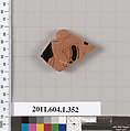 Terracotta fragment of a kylix (drinking cup), Terracotta, Greek, Attic