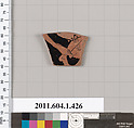 Terracotta fragment of a kylix (drinking cup), Terracotta, Greek, Attic