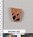 Terracotta fragment of a kylix (drinking cup), Terracotta, Greek, Attic