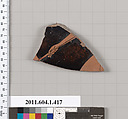 Terracotta fragment of a kylix (drinking cup), Terracotta, Greek, Attic