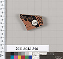 Terracotta fragment of a kylix (drinking cup), Terracotta, Greek, Attic