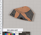 Terracotta fragment of a kylix (drinking cup), Terracotta, Greek, Attic