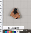 Terracotta fragment of a kylix (drinking cup), Terracotta, Greek, Attic