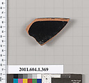 Terracotta rim fragment of a kylix (drinking cup), Terracotta, Greek, Attic