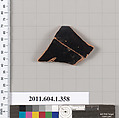 Terracotta rim fragment of a kylix (drinking cup), Terracotta, Greek, Attic