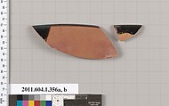 Terracotta rim fragments of a kylix (drinking cup), Terracotta, Greek, Attic