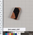 Terracotta fragment of a kylix (drinking cup), Terracotta, Greek, Attic