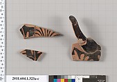 Terracotta fragments of a kylix (drinking cup), Terracotta, Greek, Attic