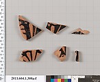 Terracotta fragments of a kylix (drinking cup), Terracotta, Greek, Attic