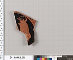 Terracotta fragment of a kylix (drinking cup), Terracotta, Greek, Attic