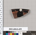 Terracotta rim fragment of a kylix (drinking cup), Terracotta, Greek, Attic