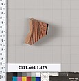 Terracotta fragment of a kylix (drinking cup), Terracotta, Greek, Attic