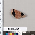 Terracotta fragment of a kylix (drinking cup), Terracotta, Greek, Attic