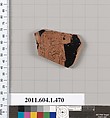 Terracotta fragment of a kylix (drinking cup), Terracotta, Greek, Attic