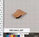 Terracotta fragment of a kylix (drinking cup), Terracotta, Greek, Attic