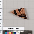 Terracotta fragment of a kylix (drinking cup), Terracotta, Greek, Attic