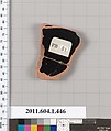 Terracotta fragment of a kylix (drinking cup), Terracotta, Greek, Attic