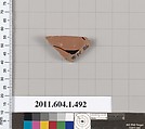 Terracotta fragment of a kylix (drinking cup), Terracotta, Greek, Attic