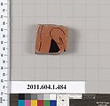 Terracotta fragment of a kylix (drinking cup), Terracotta, Greek, Attic