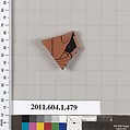 Terracotta fragment of a kylix (drinking cup), Terracotta, Greek, Attic