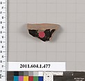 Terracotta fragment of a kylix (drinking cup), Terracotta, Greek, Attic