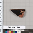 Terracotta rim fragment of a kylix (drinking cup), Terracotta, Greek, Attic