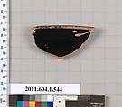 Terracotta rim fragment of a kylix (drinking cup), Terracotta, Greek, Attic