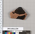 Terracotta rim fragment of a kylix (drinking cup), Terracotta, Greek, Attic